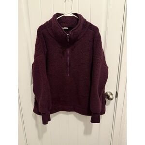 Lularoe Women's Deep Purple‎ Pullover Fleece Open Side Pockets Size M